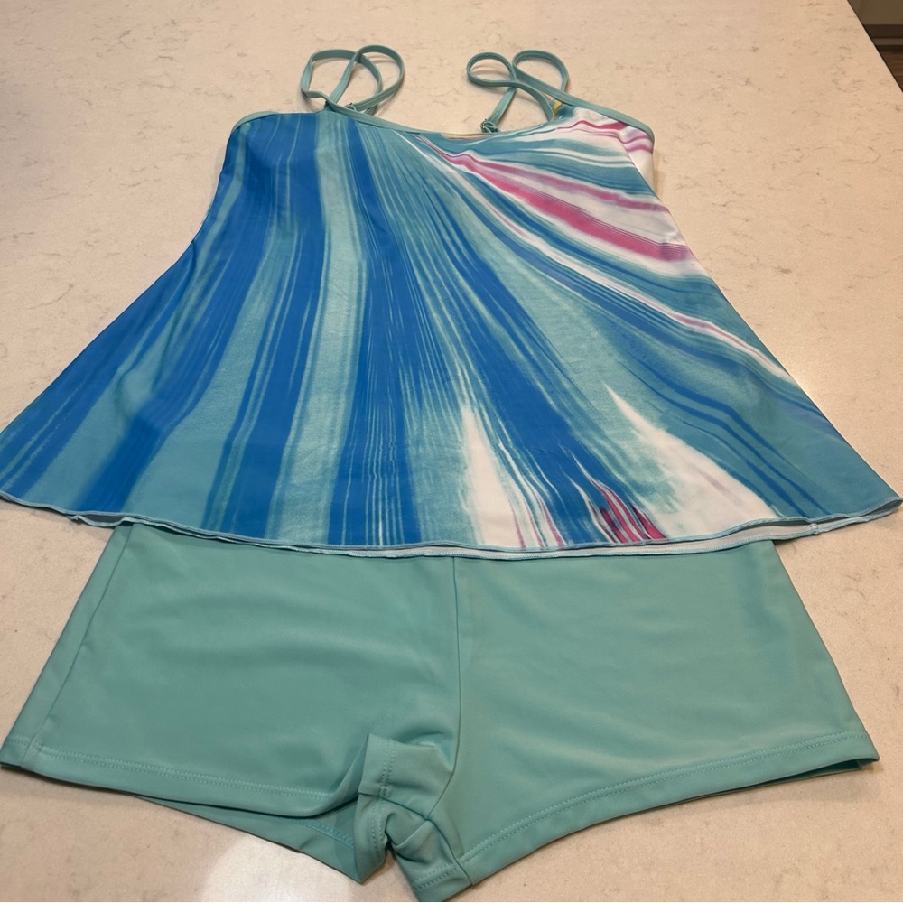 SHEIN Aqua and White Swimwear Size XL